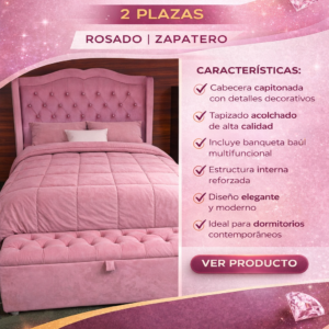 CAMA ZAFIRO 2 PLAZAS ROSADO ZAPATERO