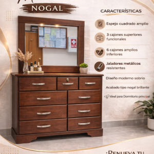 COMODA MELAMINA NOGAL