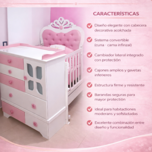 CUNA-CAMA CONVERTIBLE ROSA
