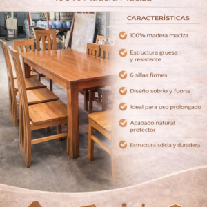 MESA DE COMEDOR MADERA MACIZA