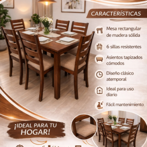 JUEGO DE COMEDOR DE 6 SILLAS