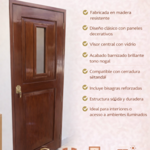 PUERTA DE MADERA CON VISOR